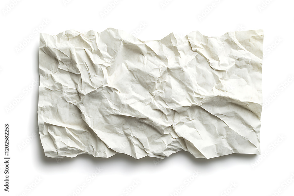Obraz premium Piece of crumpled blank white craft paper isolated on a white background