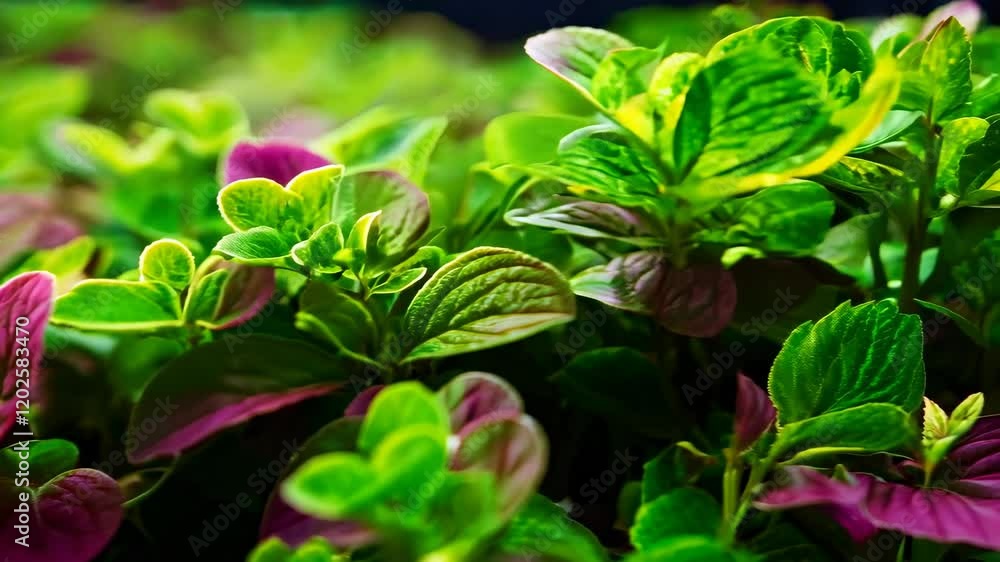 Vibrant green and purple herbs highlighting nature's beauty
