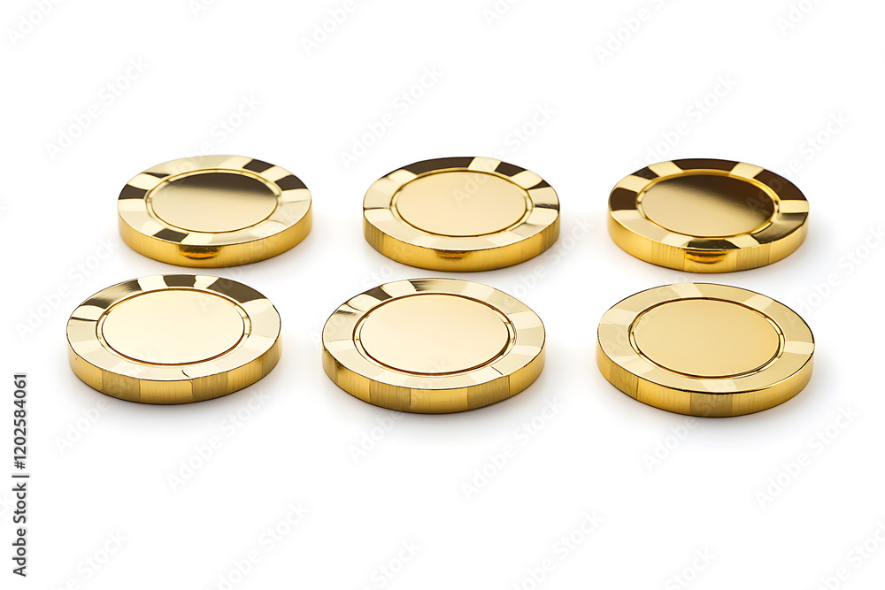 Set of golden poker chips isolated a transparent background Set of golden poker chips isolated a transparent background