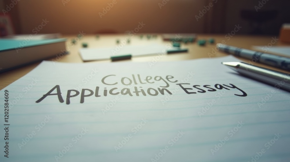 College application essay on a desk College application essay on a desk