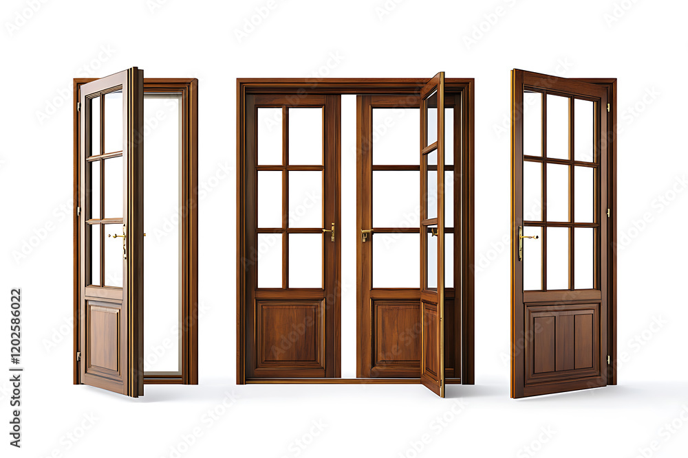 Open home door elements for open and close isolated a white background Open home door elements for open and close isolated a white background