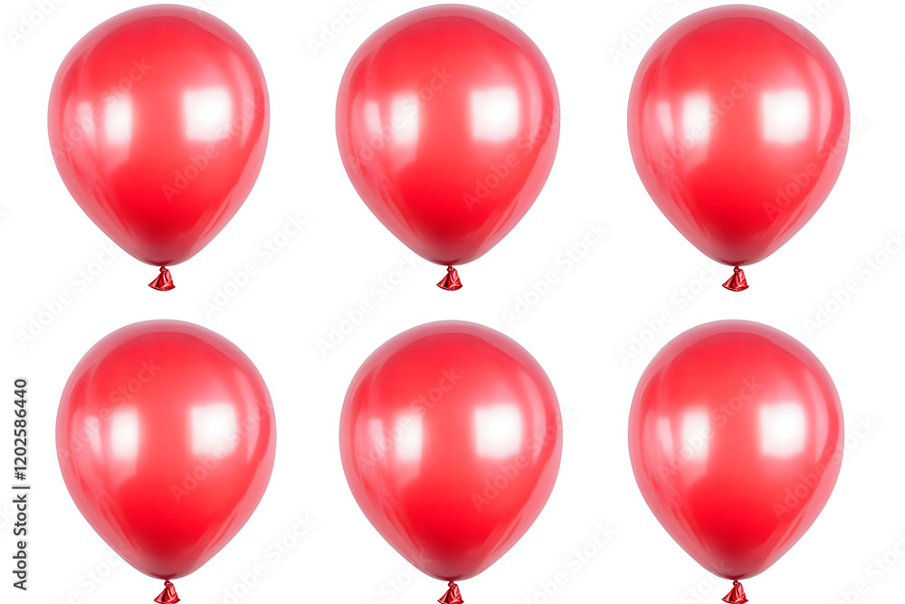 Set of red balloons isolated a white background Set of red balloons isolated a white background