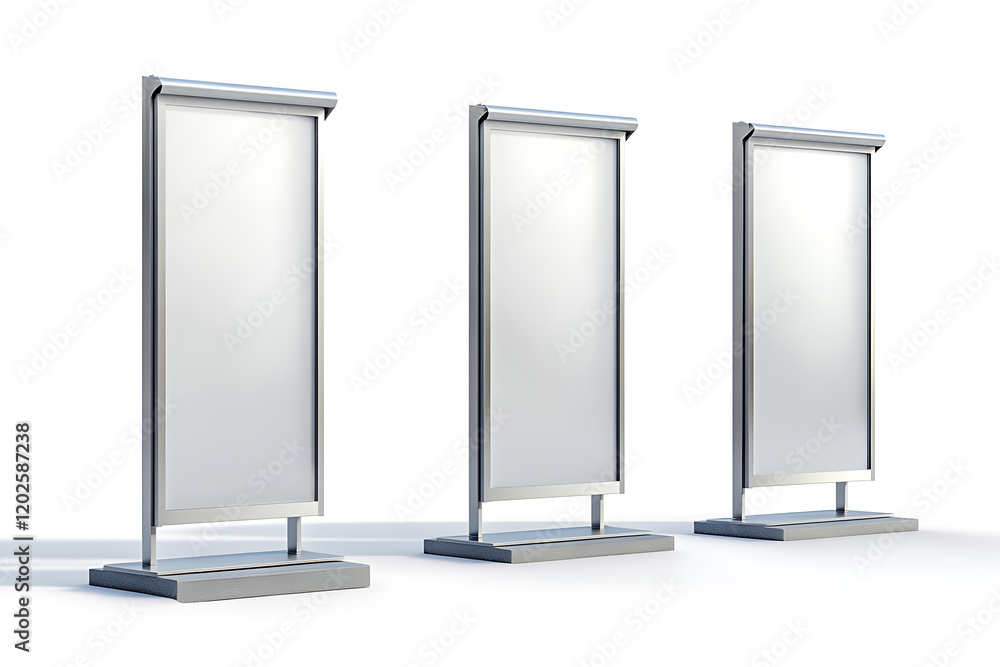 Set of sidewalk advertising stands isolated a white background Set of sidewalk advertising stands isolated a white background