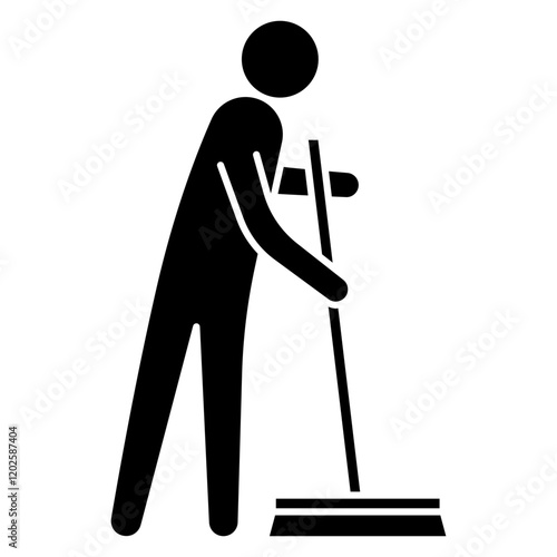 person cleans the floor
