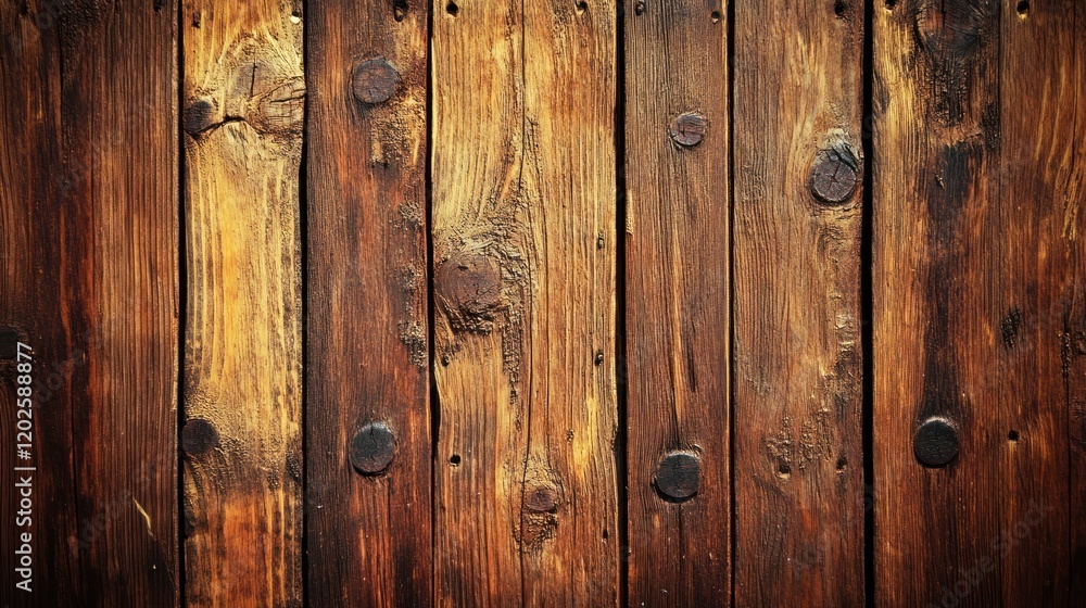Naklejka premium Rustic Wooden Texture: Brown Wooden Planks Background