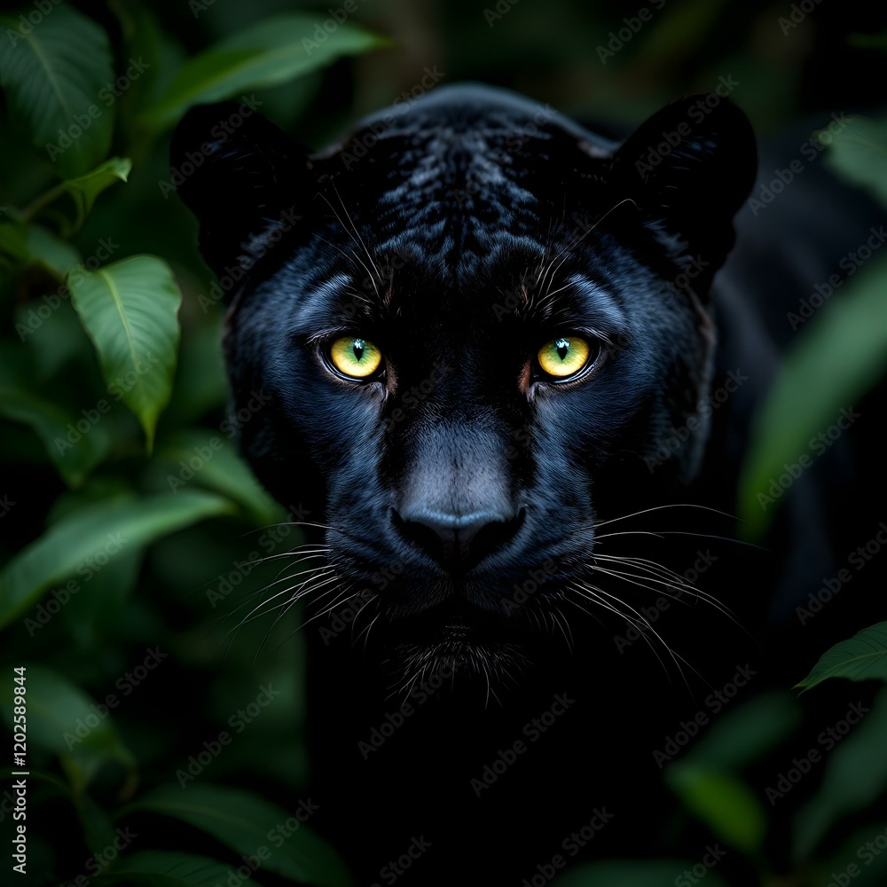 Glowing Green Eyes of Black Panther Glowing Green Eyes of Black Panther