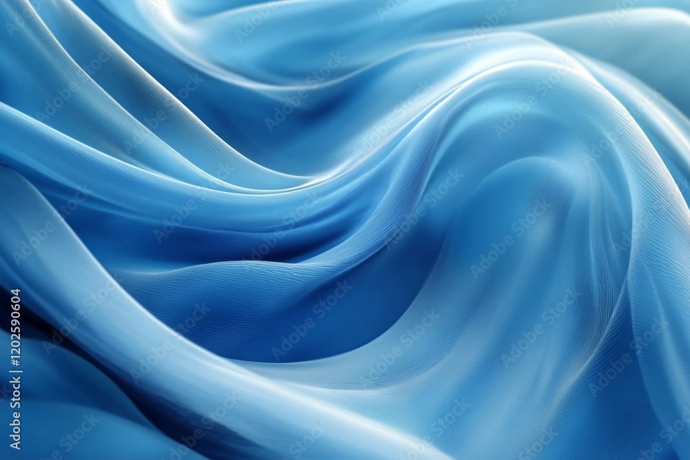 Abstract flowing fabric texture in shades of blue with smooth folds Abstract flowing fabric texture in shades of blue with smooth folds
