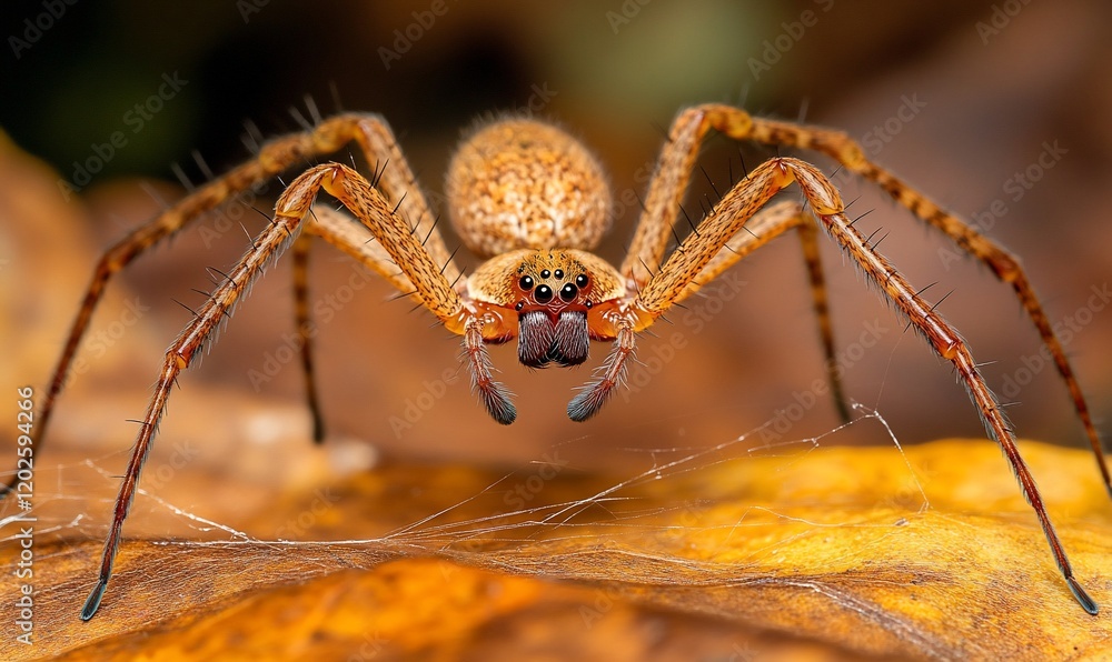 Close-up of spider on leaf, nature, macro Close-up of spider on leaf, nature, macro