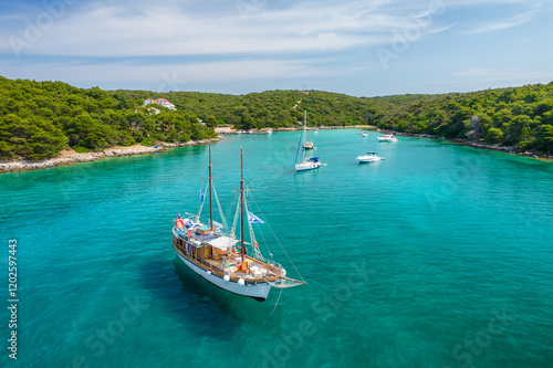 Wallpaper Mural Aerial view of Rab Island beautiful coast in Dalmatia region of Croatia. Torontodigital.ca