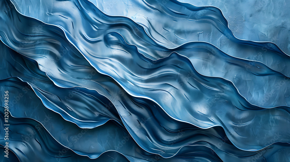 Abstract Blue Liquid Waves, Swirling 3D Render Abstract Blue Liquid Waves, Swirling 3D Render