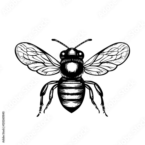 Detailed illustration of a bee surrounded by artistic elements emphasizes the beauty of nature and its vital role in our ecosystem