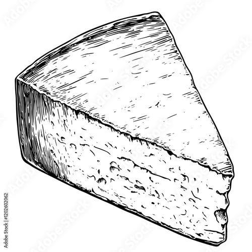 Delicious piece of cheese resting on a wooden table, showcasing its texture and creamy color under warm ambient light
