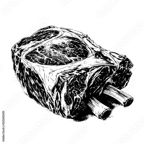 Detailed illustration of a meat cut showcasing rich marbling, perfect for culinary enthusiasts and chefs