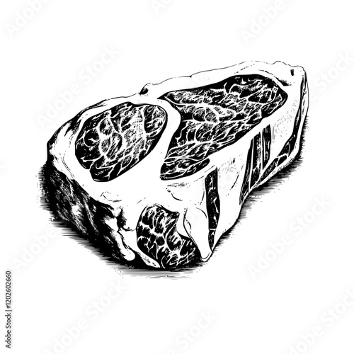 Succulent slice of marbled steak resting on a wooden cutting board, promising a delicious culinary adventure in rustic kitchen
