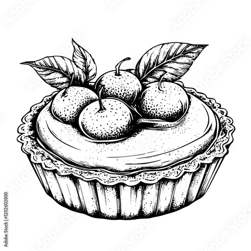 Delightful tart adorned with fresh fruits and leaves on a delicate lace trim inviting culinary joy and creative baking inspiration