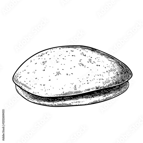 Delightful round pastry with a smooth surface rests on a plain backdrop, tempting with its simplistic yet inviting design