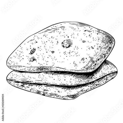 Freshly baked flatbreads resting on a wooden table after a busy day in a rustic kitchen