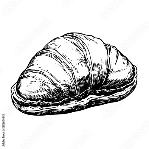 Delicious flaky croissant resting on a wooden surface ready to be enjoyed during a cozy breakfast moment