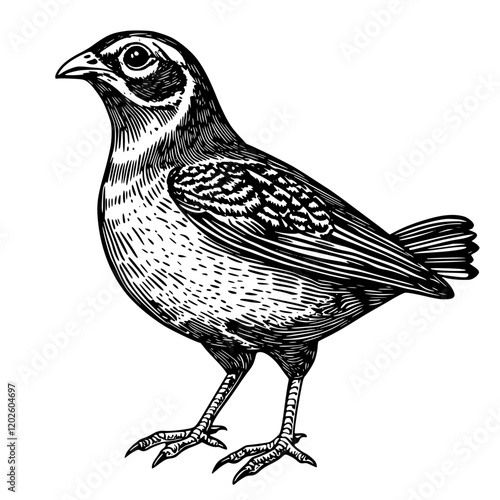 Intricate portrayal of a sparrow perched in a natural setting with detailed plumage showcasing its unique features