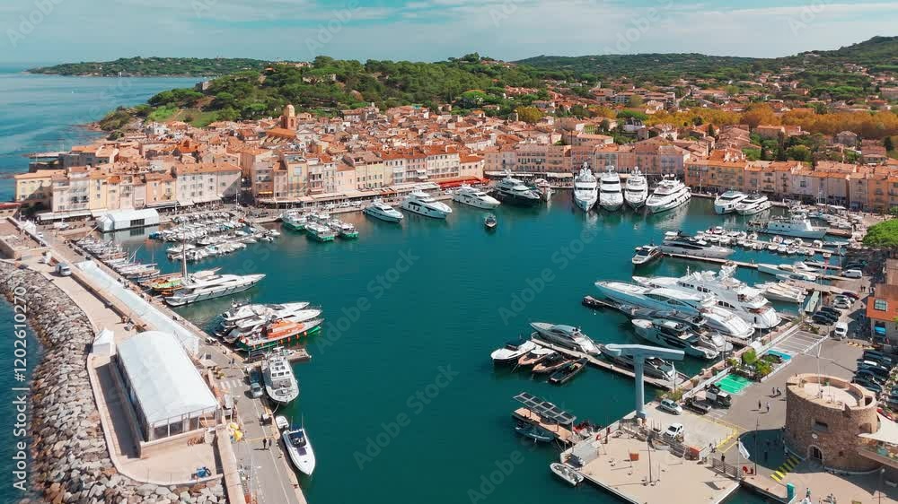 Aerial view of Saint-Tropez in summer, southern France Aerial view of Saint-Tropez in summer, southern France