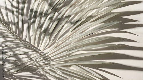 A crisp white surface with overlapping palm leaf shadows, adding texture and depth for a stylish product layout.

