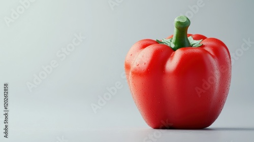 Red bell pepper, studio shot, gray background, healthy food ingredient photo