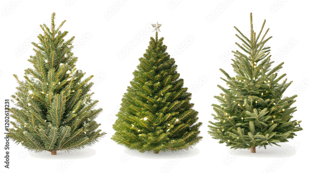 Fototapeta premium Christmas Tree Collection on Transparent Background Generative AI