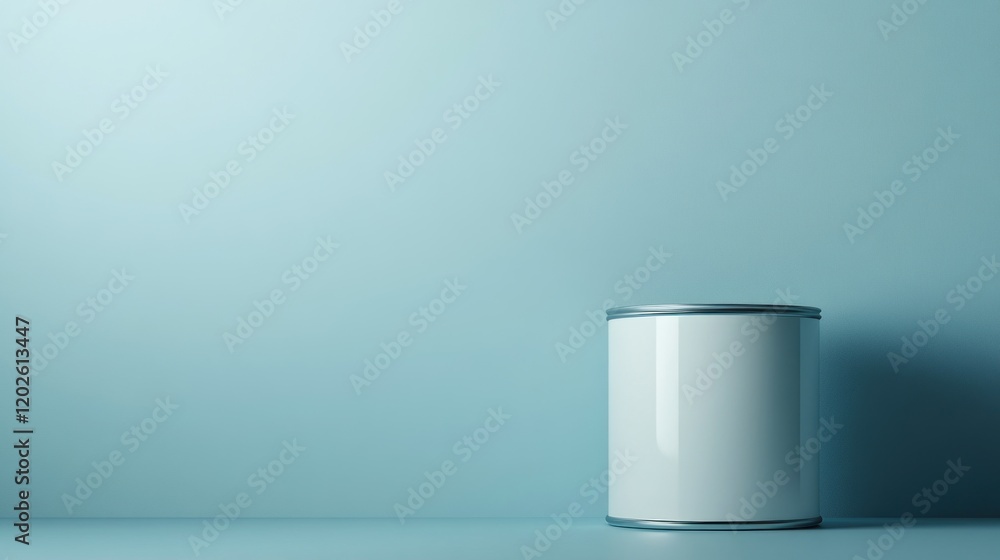 Blank can mockup, studio, blue wall, minimal design, packaging Blank can mockup, studio, blue wall, minimal design, packaging