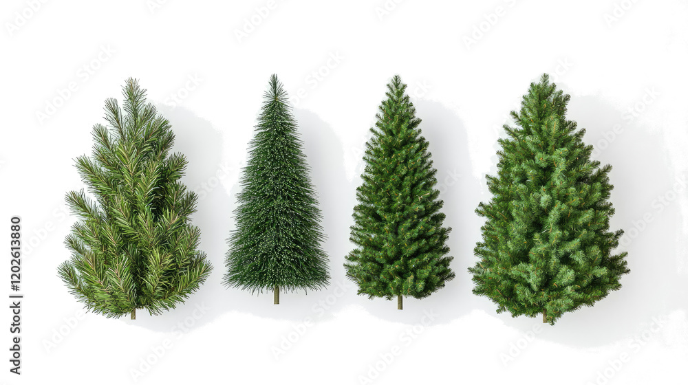 Obraz premium Christmas Trees on Transparent Background Generative AI