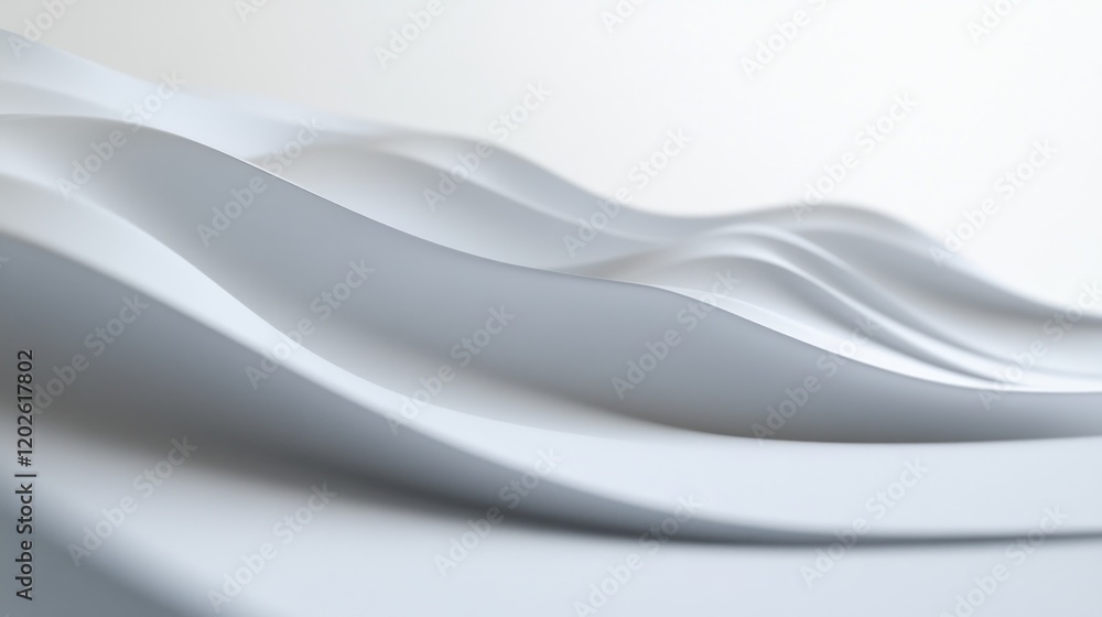 Obraz premium White fabric waves, flowing, studio background, abstract design