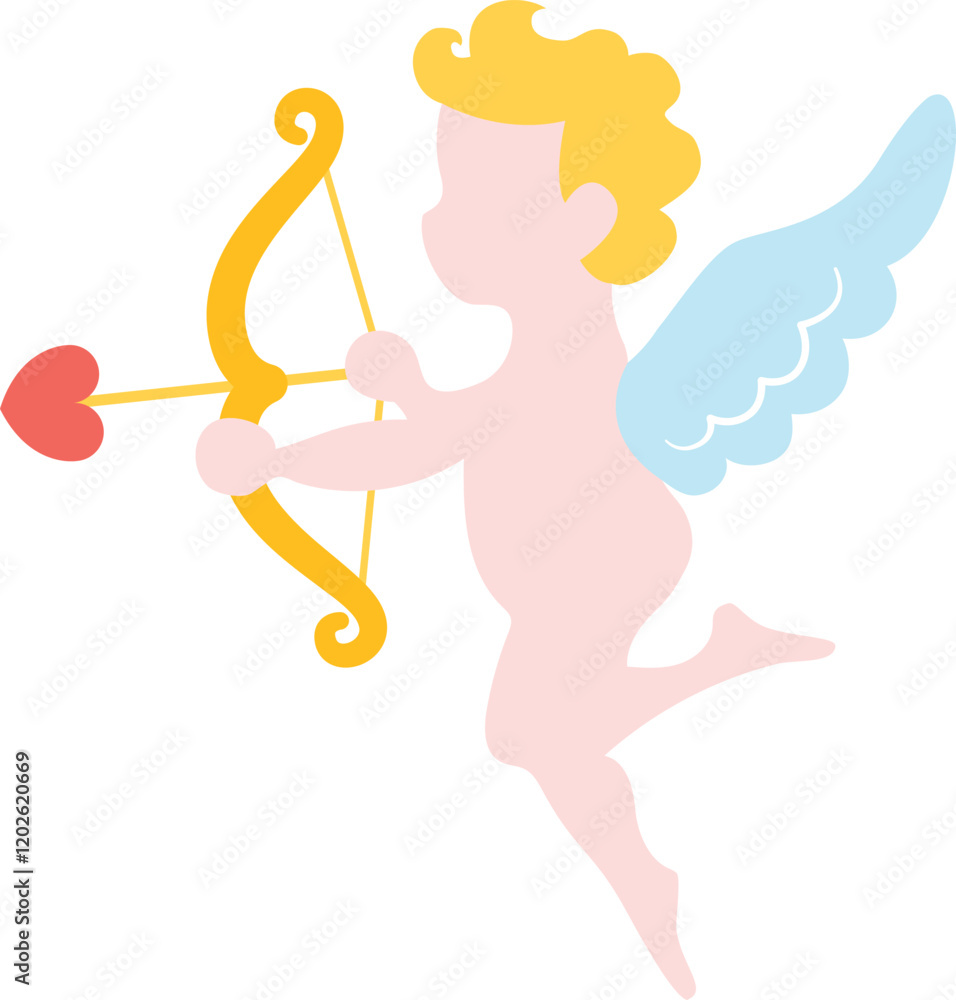 Colorful cupid angel valentines day icon. Colorful cupid angel valentines day icon.