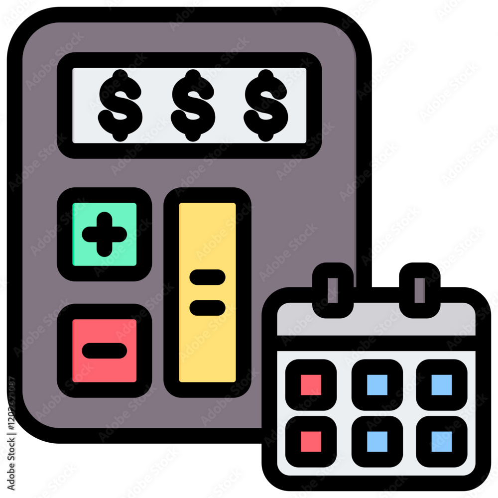 Financial Planning Outline Color Icon Financial Planning Outline Color Icon