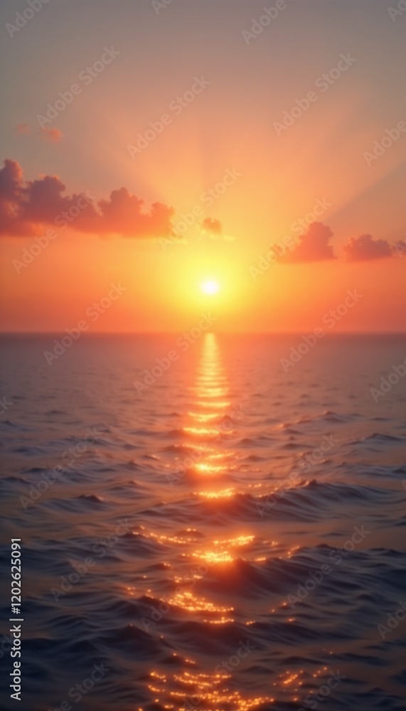 Fototapeta premium Vibrant sunset over calm ocean waters, symbolizing life reset and new beginnings