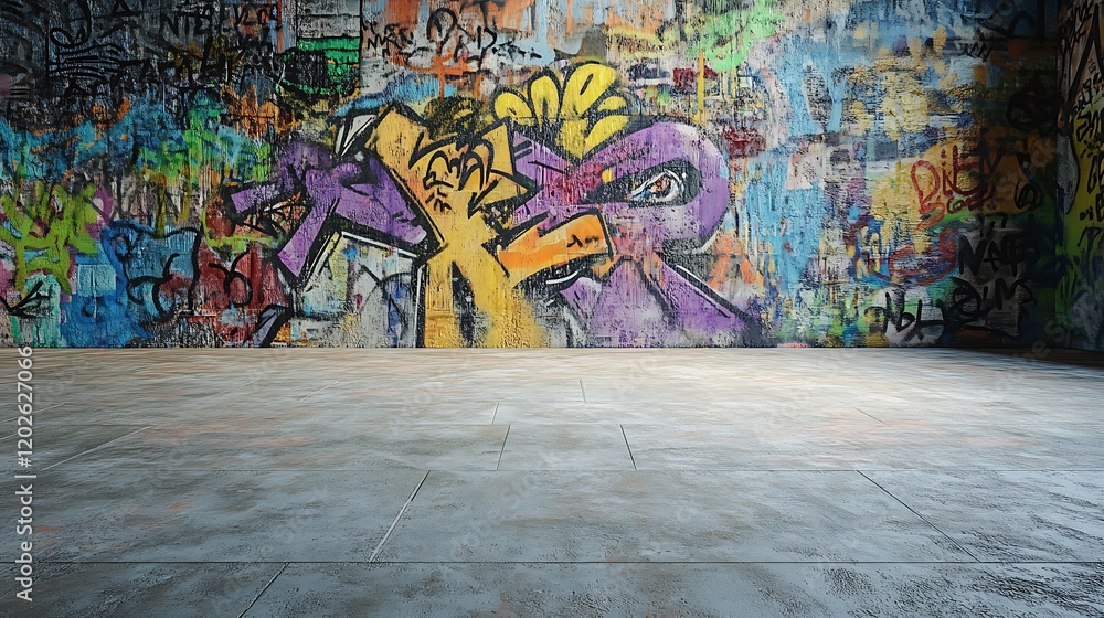 Fototapeta premium Graffiti on concrete wall, street art concept