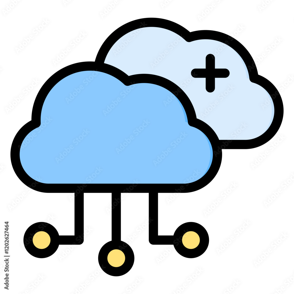 Hybrid Cloud Outline Color Icon Hybrid Cloud Outline Color Icon