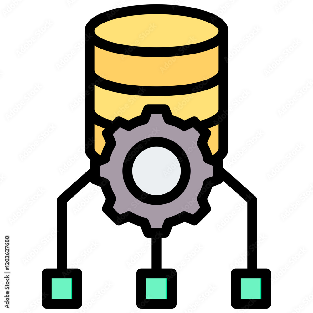 Data Governance Outline Color Icon Data Governance Outline Color Icon