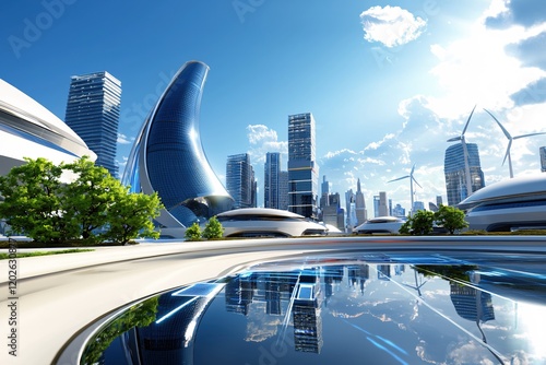 Futuristic Cityscape Eco Friendly Sustainable Modern Architecture Design