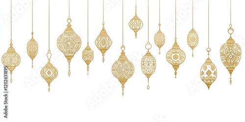 Elegant Golden Lanterns: Intricate Designs, Festive Mood