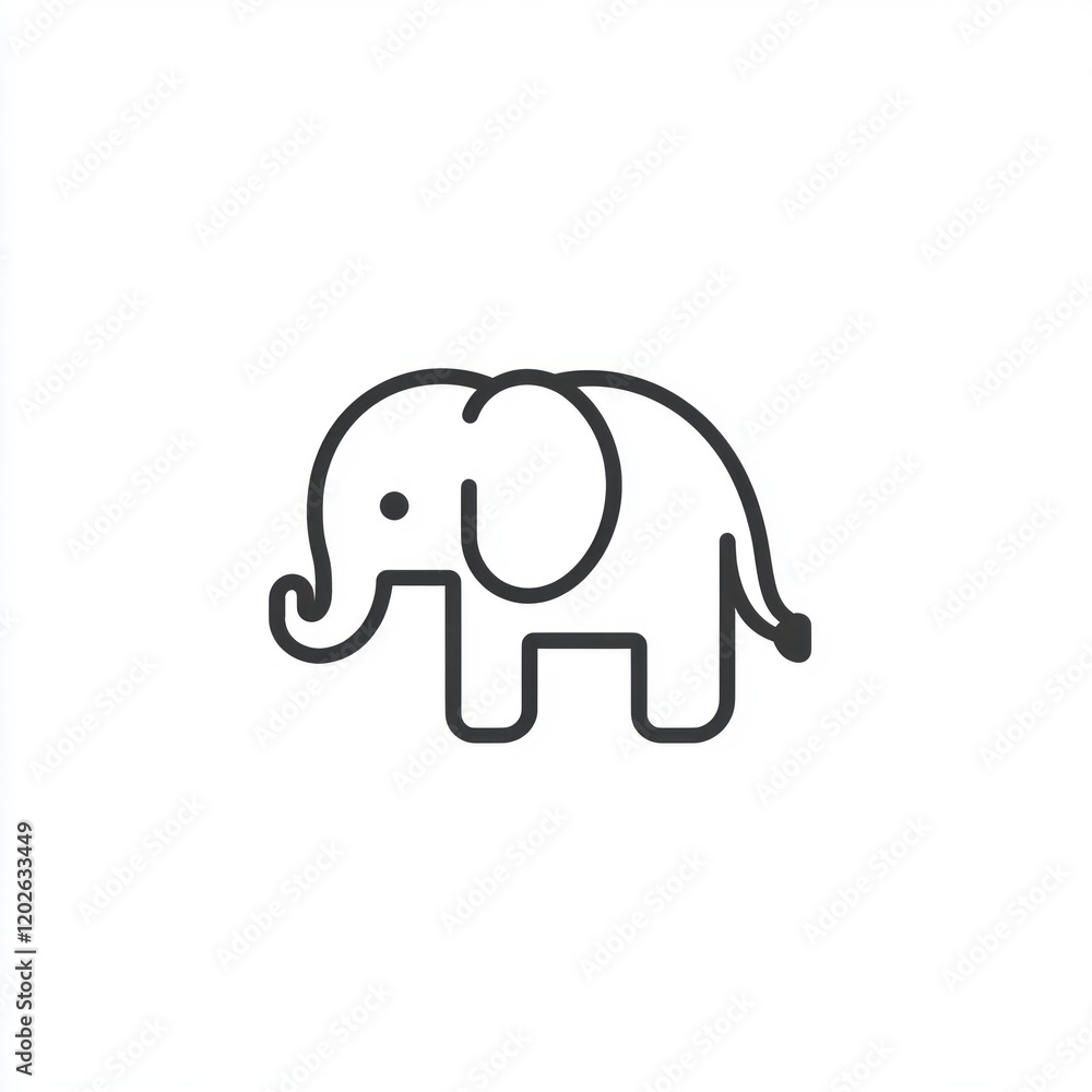 Outline of an elephant standing on a plain background, for logos, kids? books, etc Outline of an elephant standing on a plain background, for logos, kids? books, etc