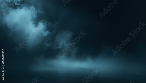 Dark Blue Foggy Mystical Background Design mist hazy calm soft smoke  