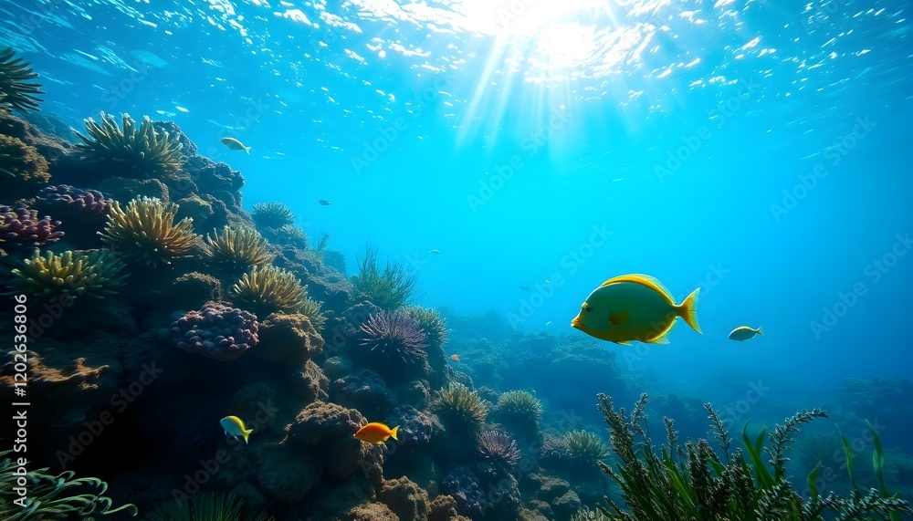 Vibrant Tropical Reef Fish Underwater Scene Ocean sea blue life coral 
