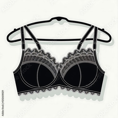 Elegant Black Lingerie and Stylish Bra Designs in Modern Fashion Illustration