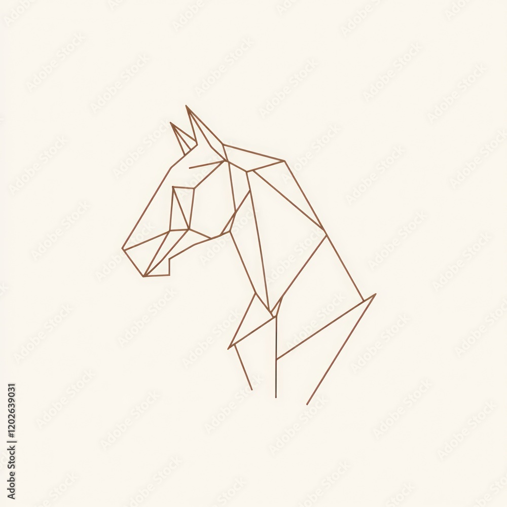Geometric line drawing of horse's head on a plain background for graphic design use Geometric line drawing of horse's head on a plain background for graphic design use