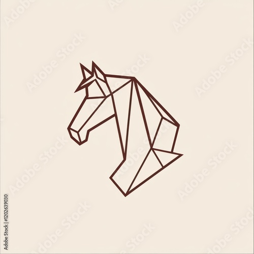 Graphic horse head with polygonal design for branding or digital art photo