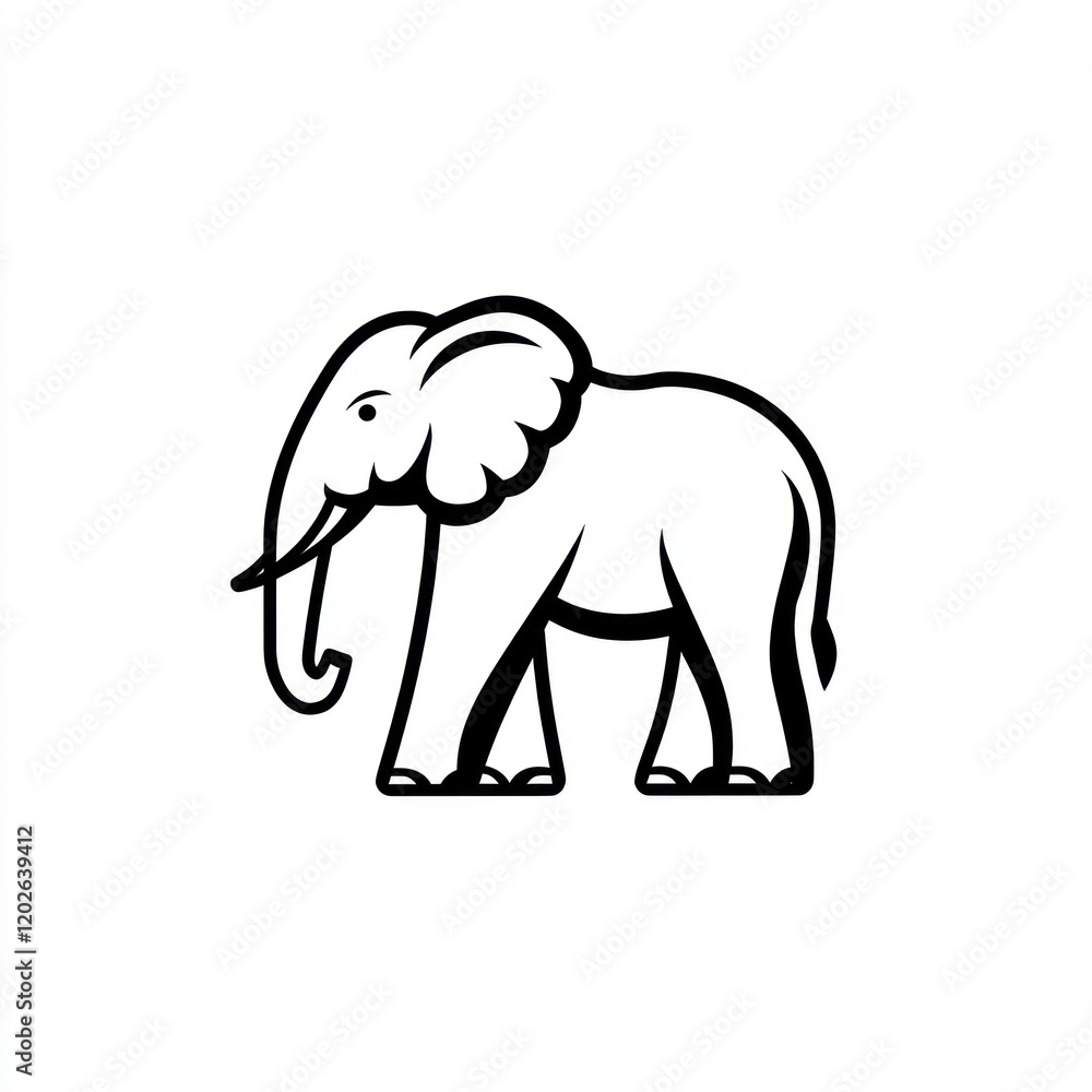 Elephant stands, in simple illustration, suitable for graphic design, branding, icon Elephant stands, in simple illustration, suitable for graphic design, branding, icon