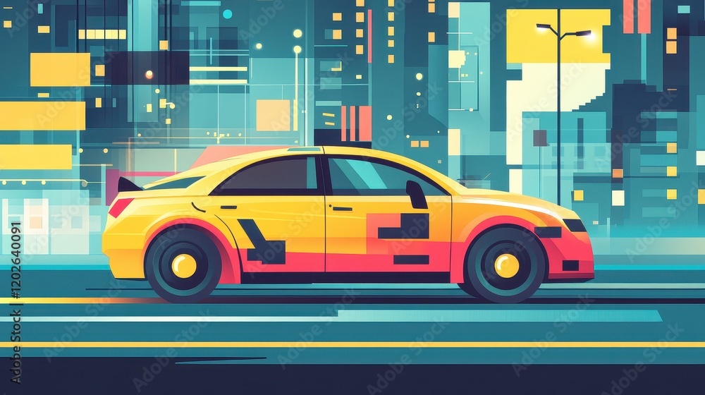 Ride-sharing services flat design side view modern urban commuting animation triadic color scheme Ride-sharing services flat design side view modern urban commuting animation triadic color scheme