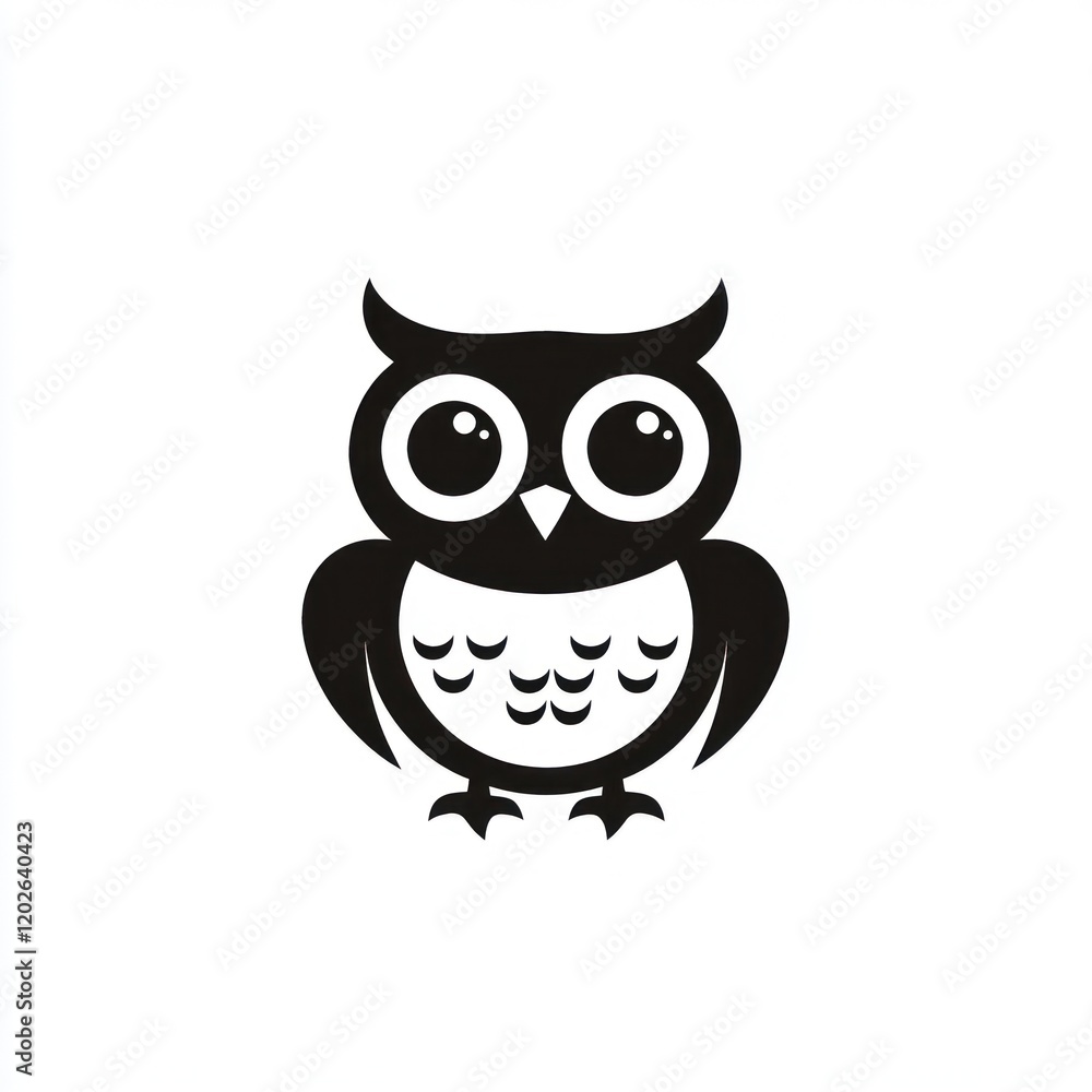 Cute cartoon owl, white background, children's book illustration Cute cartoon owl, white background, children's book illustration
