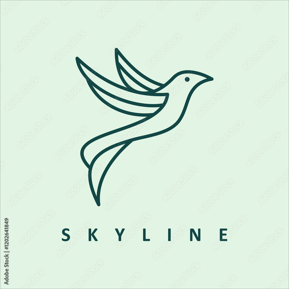 Obraz premium A sleek, minimalist line art logo of a bird in flight, symbolizing freedom and elegance. Perfect for modern brands seeking a clean, professional, and versatile design.