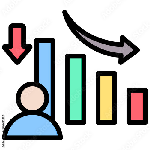 Churn Rate Outline Color Icon