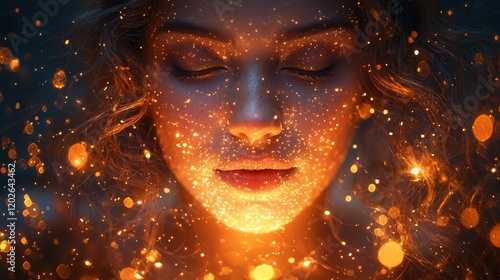 Wallpaper Mural Fantasy portrait of a glowing face surrounded by sparkles Torontodigital.ca